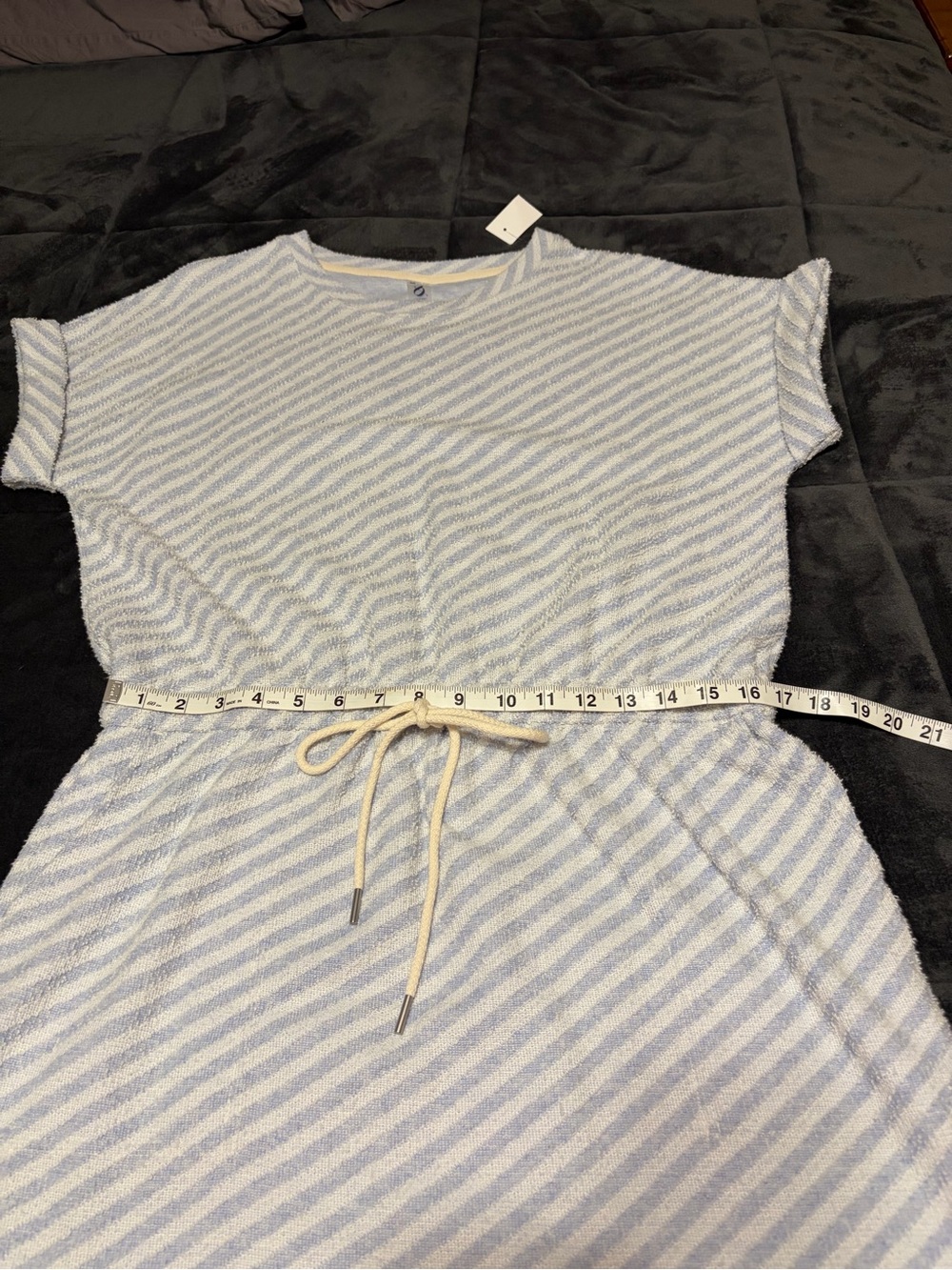 New Lou & Grey Light Blue and White Striped Knit mini dress - Large - Picture 8 of 9